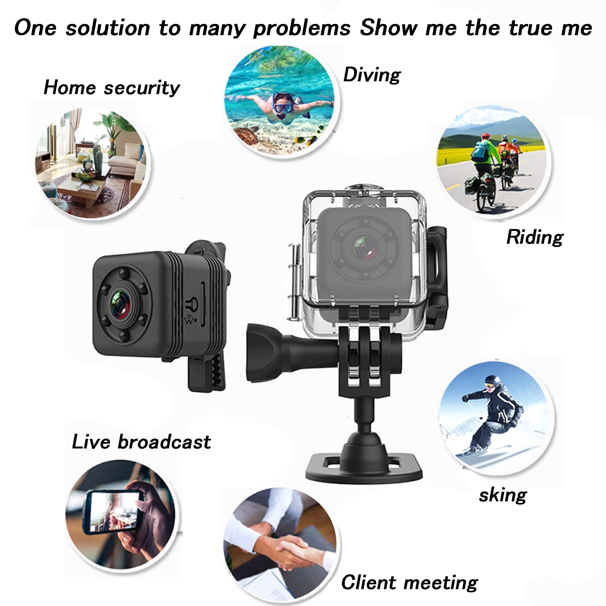SDEQA Caméra Espion Étanche Mini WiFi Caméra Cachée 1080P HD Caméra Nounou sans Fil avec Vision Nocturne Détection De Mouvement pour Bureau, Maison, Voiture