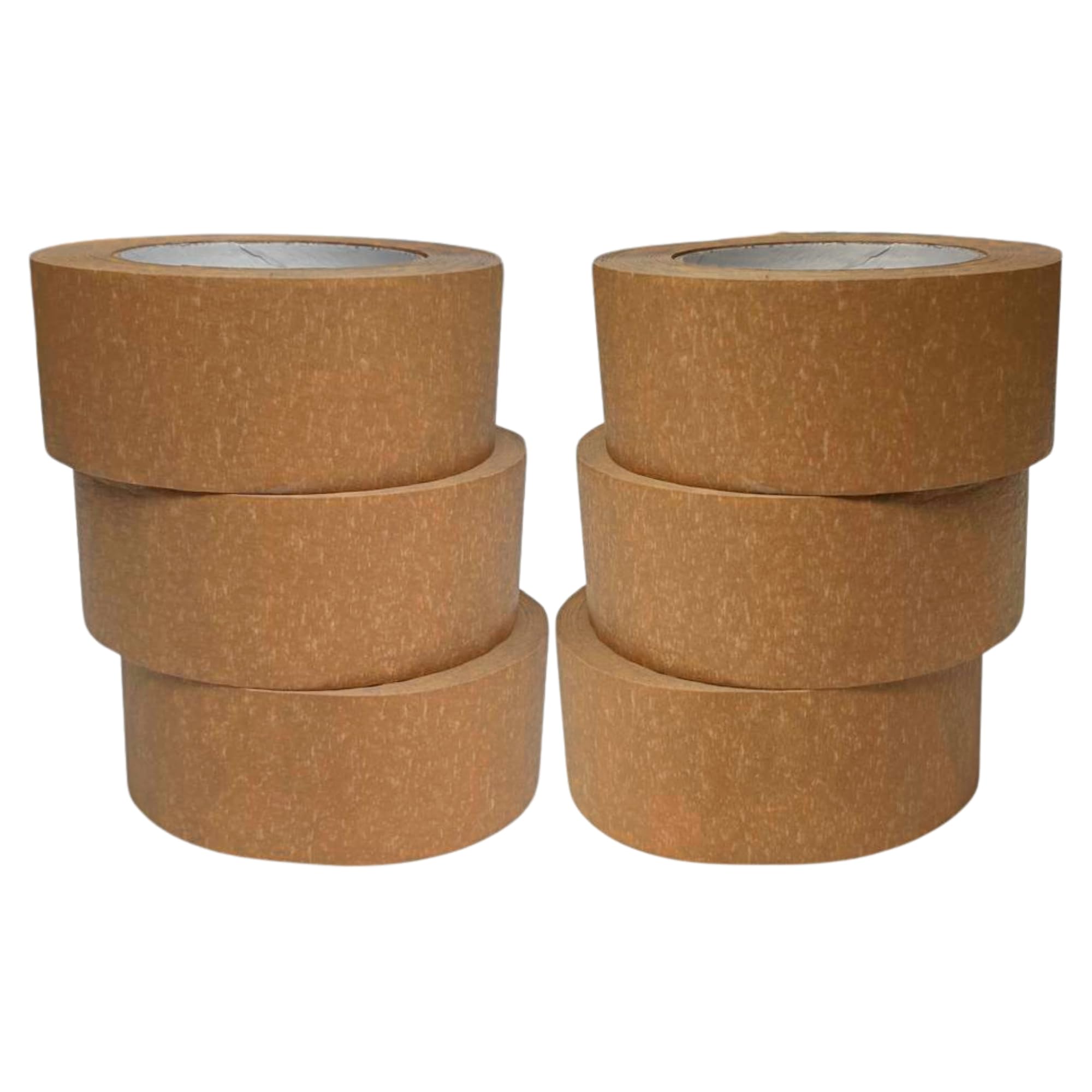 Packy® 6 Rolls Heavy-Duty Brown Paper Tape - 50mm x 50m Eco-friendly Kraft paper tape for packaging sealing boxes & parcel wrapping Strong adhesive recyclable suitable for packing storage applications