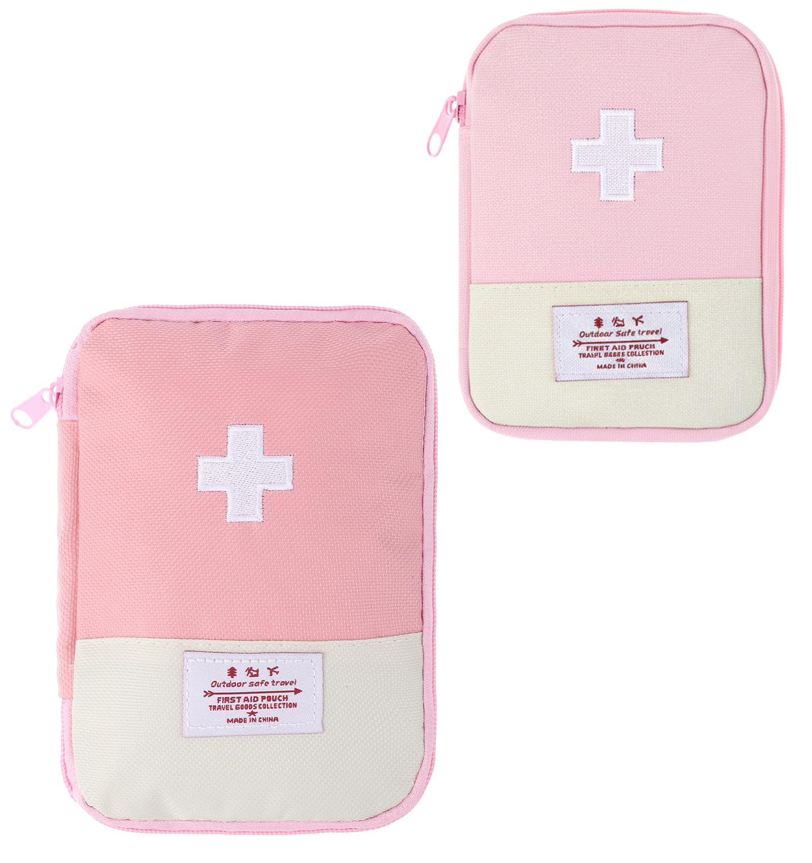 Cute First Aid Bag, 2Pcs First Aid Kit Pink, Empty Portable Medical Kits for Outdoor Camping Hiking Traveling Emergency Bag One Large and One Small Sports and Outdoors-image-26