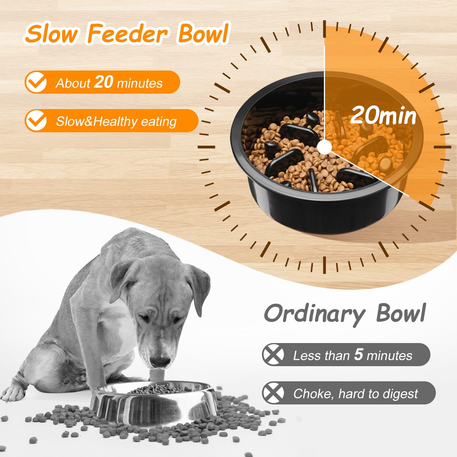 COMESOON Slow Feeder Dog Bowl, Slow Down Eating Anti-Choking Bloat Stop Maze Design Dog Dishes Fit for COMESOON Bowl Stand DB-G03/DB-B03, Black - image 3