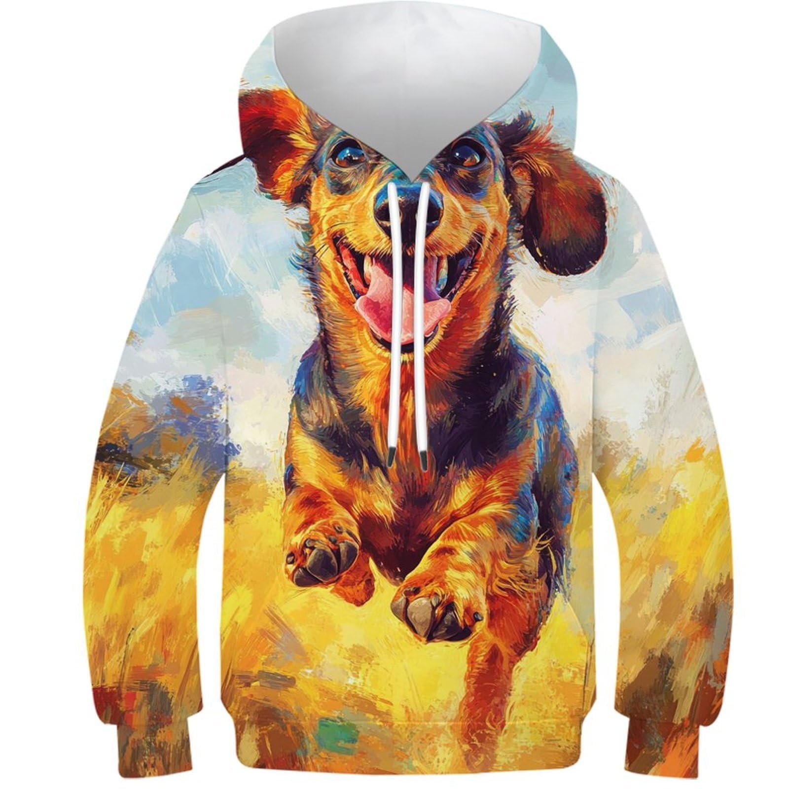 Sweat à capuche teckel 3D pour les sorties fraîches des ados - 6