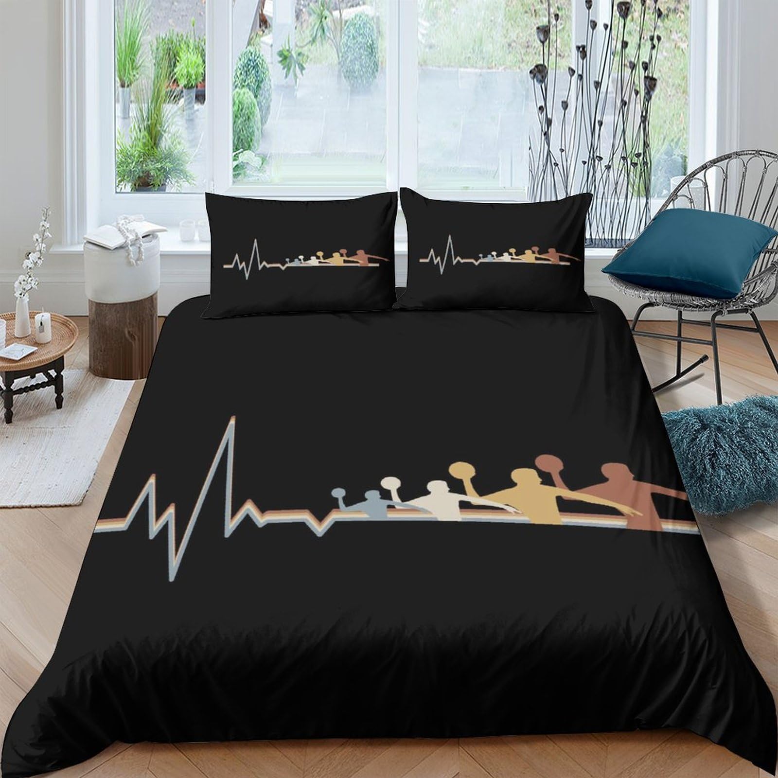 Ctjqhvkz Style-9 3D Printed Multicolor Heartbeat Fitted Sheet Microfiber Soft Breathable Silhouette Bed Cover For Bedroom Guest Room Single（135X200cm）