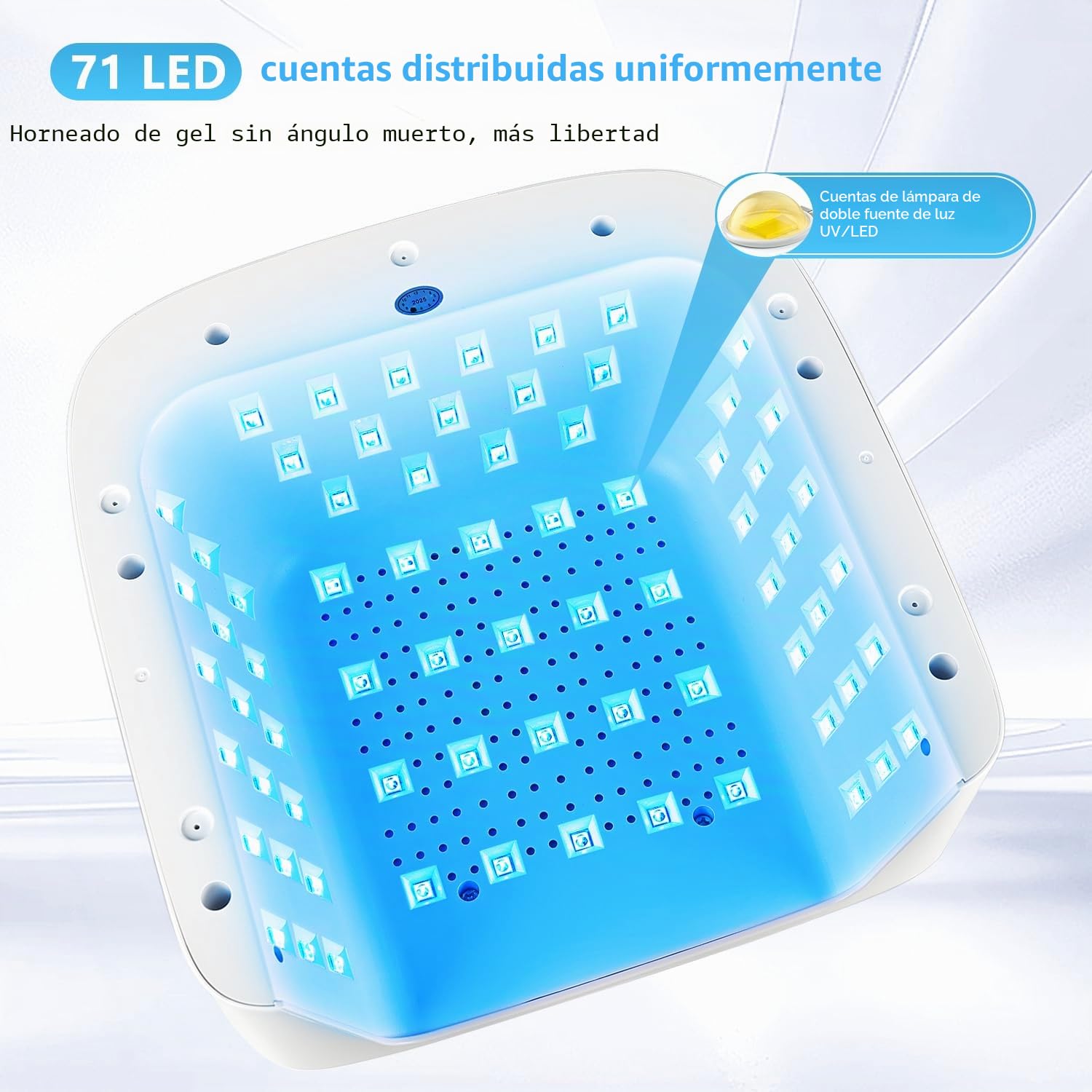 JODSONE Lámpara Uñas Semipermanentes U V LED con Almohadilla para Manos y Espacio Amplio para Salón - Portátil con Doble Pantalla, Secado Rápido para Uso Profesional
