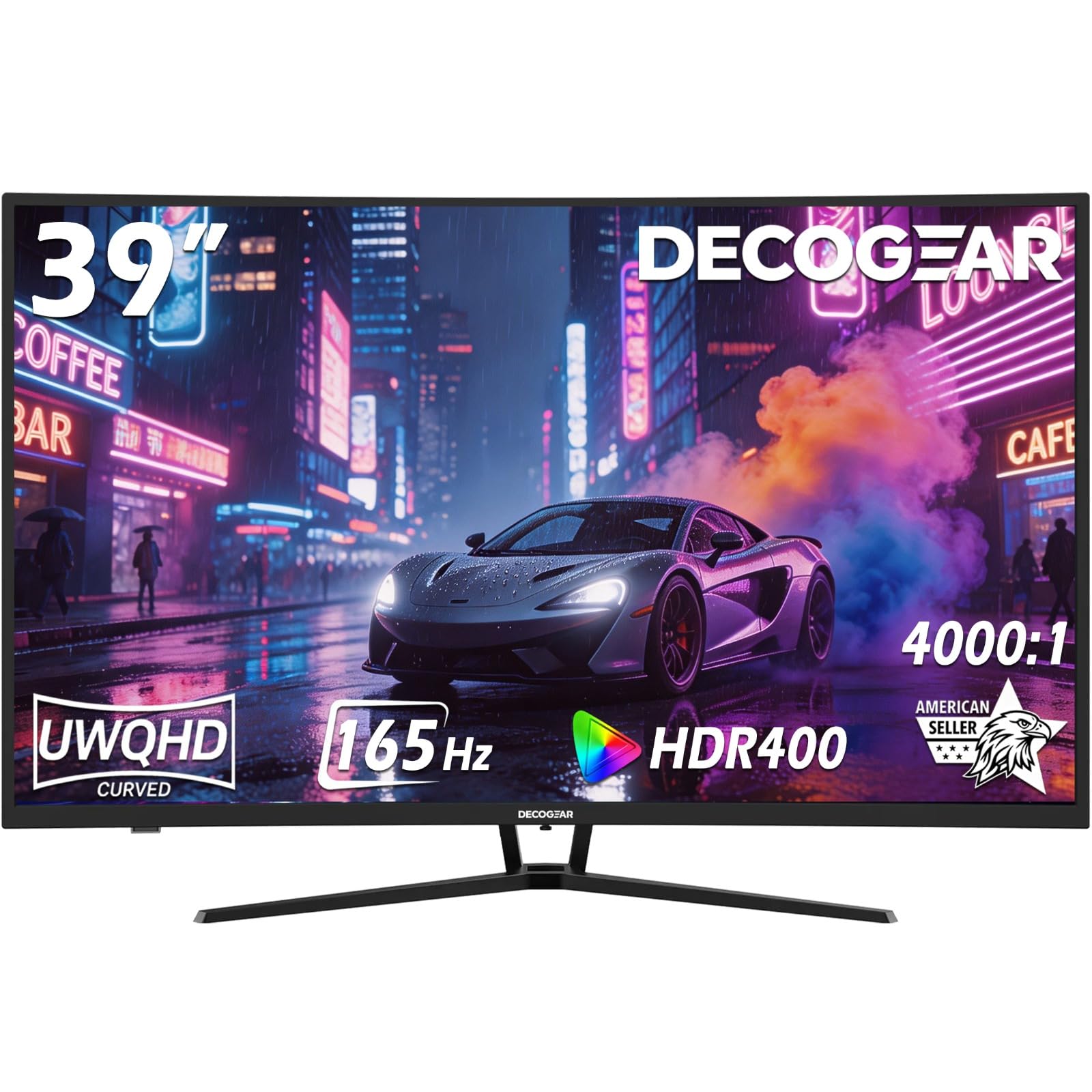 Deco Gear Monitor Gamer Ultrawide Curvo De 39", 2560 X 1440, Resolução 1 Ms, 165 Hz, 16:9, Hdr400, 4000:1, Hdmi, Displayport