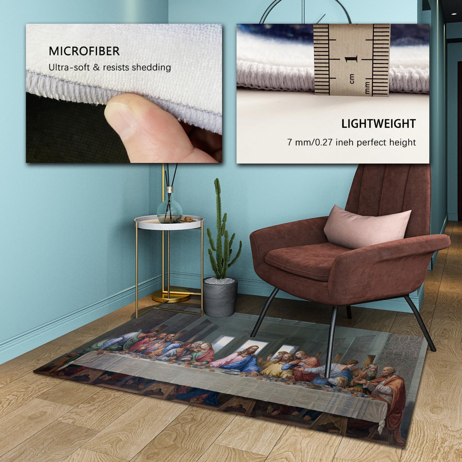 最後の晩餐デザインラグ ビンテージ○最後の晩餐ラグ約50cm×96cm○230303c5-rug マット絨毯ダ