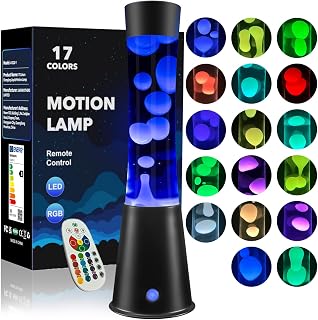 AONESY Große Lavalampen mit Fernbedienung:Lavalampe Groß Led 17 Farbwechsel | Große Lavalampen 12-Stunden Aus Timer | 15.5 inch Lavalampe Lila/Schwarz/Blau für Schlafzimmer-Schwarz