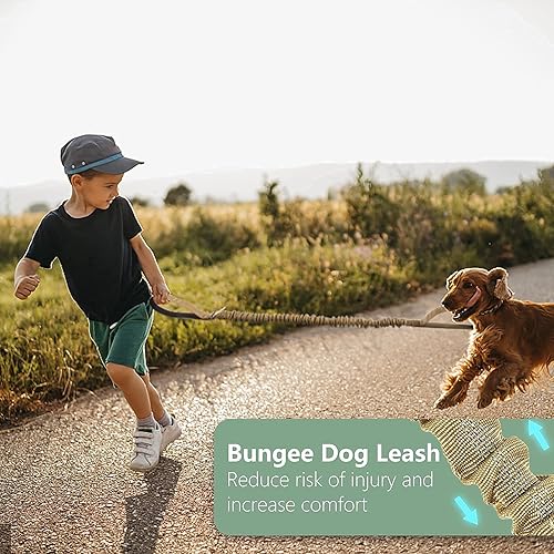 Miniatura 6 de BUMBIN Arnés para perros grandes sin tirones, arnés táctico para perro, con asa, arnés de chaleco ajustable para perro, correa elástica de 6 pies