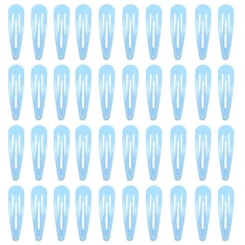 40 Counts Blue Color Metal Snap Hair Clips 2 Inch Barrettes for Women Accessories