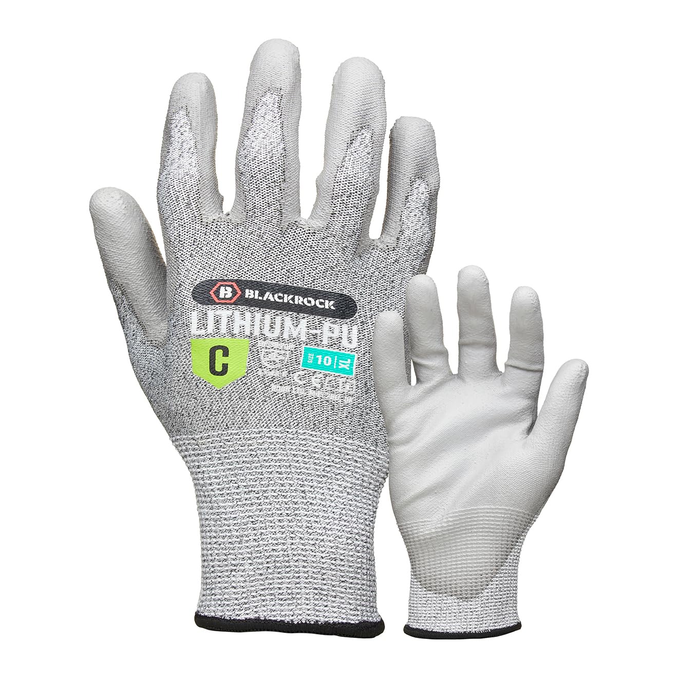 Blackrock Lithium PU Cut Resistant Level C Gloves, Work Safety Gloves Men Women, Wood Carving, Slash and Knife Resistant, Working, Warehouse, Grip - Size 9/Large