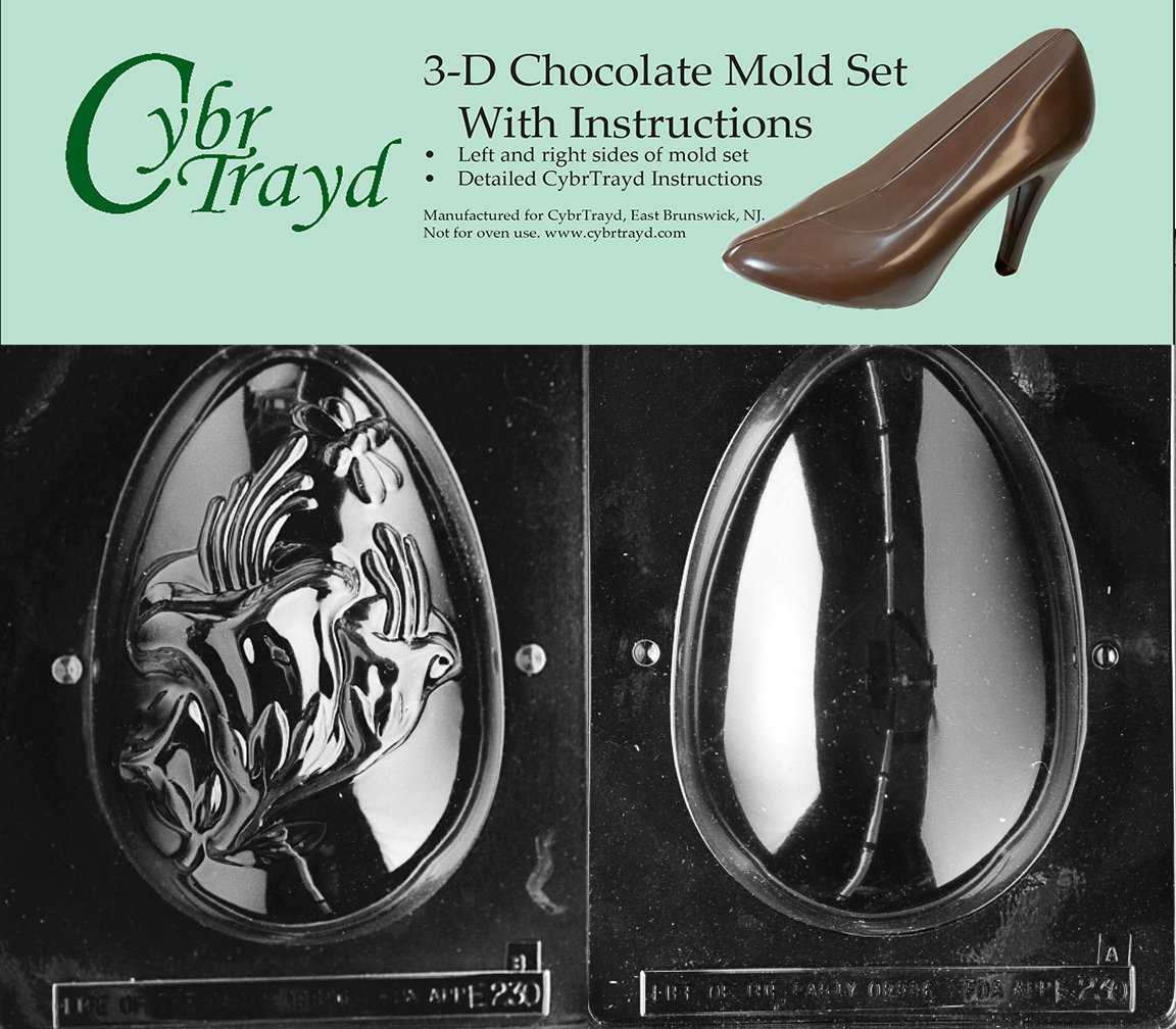 Cybrtrayd Molde de chocolate E230AB, incluye instrucciones de moldes de chocolate en 3D y kit de 2 moldes, huevo Lilly