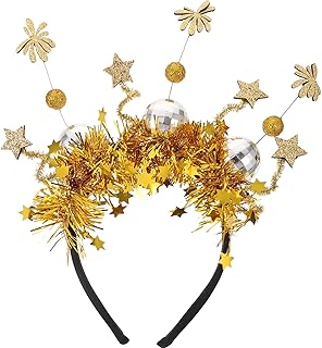 2024 Happy New Year Headband Glitter Star Sequins Headband Star Firework Hair Hoop New Years Party Costume Headwear Favors. Golden