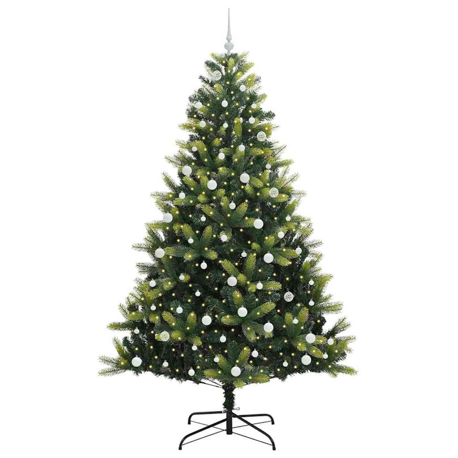 Gecheer Albero di Natale LED 240 cm, Artificiale con Rami in PVC e PE, Illuminazione Calda, Decorazione Elegante per Soggiorno e Giardino