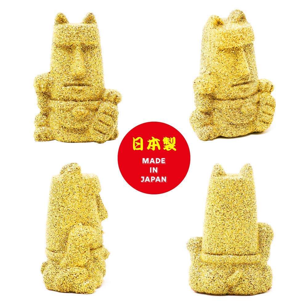 Amazon.co.jp: 【福幸 招きモアイ像】招き猫 右手上げ 金 ゴールド