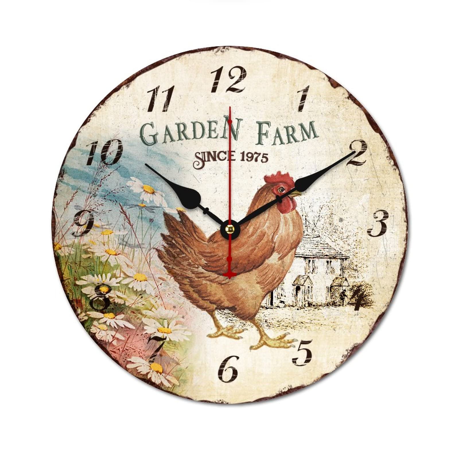 Horloge murale vintage Garden Farm 1975 pendule quartz à piles 38cm
