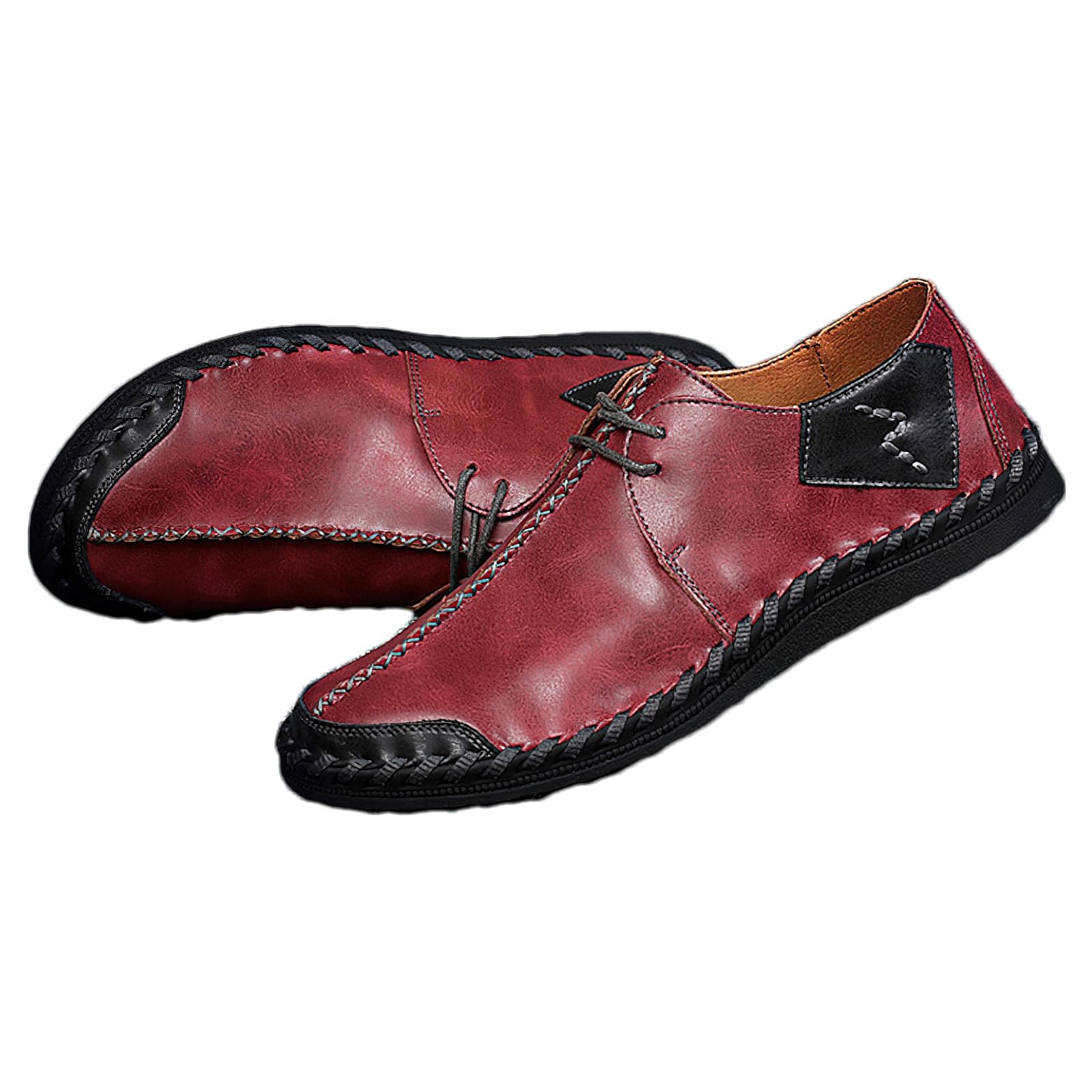 rismart Hombre Mocasine de Cuero Ponte Cosido a Mano Casual Conducción Zapatos de Entrenamiento