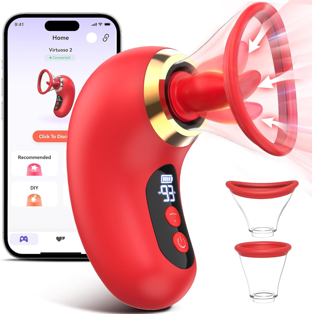 Vibrator Adult Sex Toys for Women - 5IN1 Sucking Vibrator Rose Sex Toy, 3 Sucking, 9 Tongue Licking & Vibrating Adult Sex Toys, LCD Display Removable Cup Clitoral Stimulator G Spot Vibrators