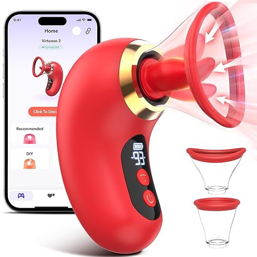 Vibrator Adult Sex Toys for Women - 5IN1 Sucking Vibrator Rose Sex Toy, 3 Sucking, 9 Tongue Licking & Vibrating Adult Toys, LCD Display Removable Cup Clitoral G Spot Vibrators Massage