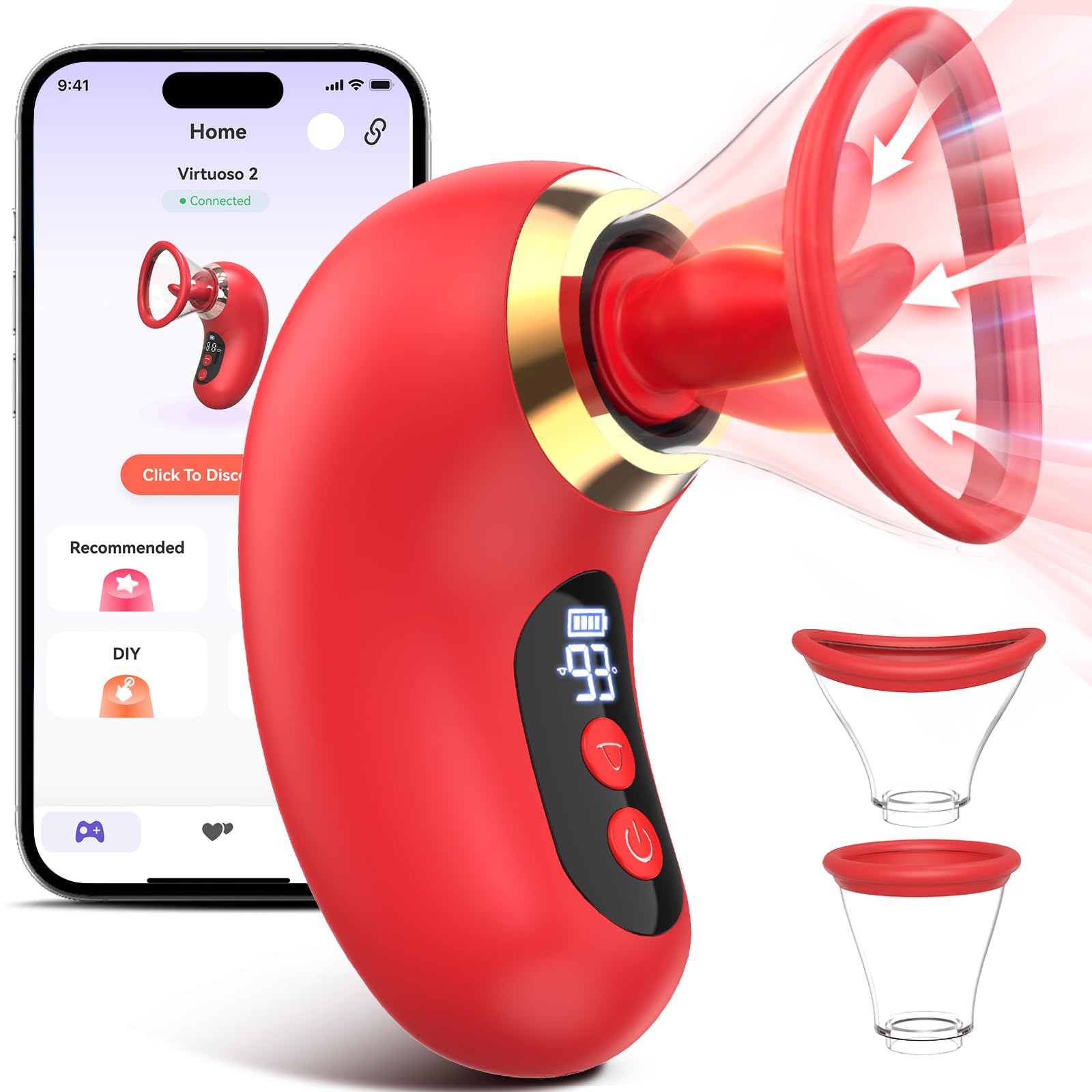 Vibrador Gasevimo, juguete sexual para mujeres, 5 en 1, con función de succión, color rosa, 3 modos de succión y 9 modos de lamido, con pantalla LCD, copa extraíble, estimulador de clítoris y punto G.