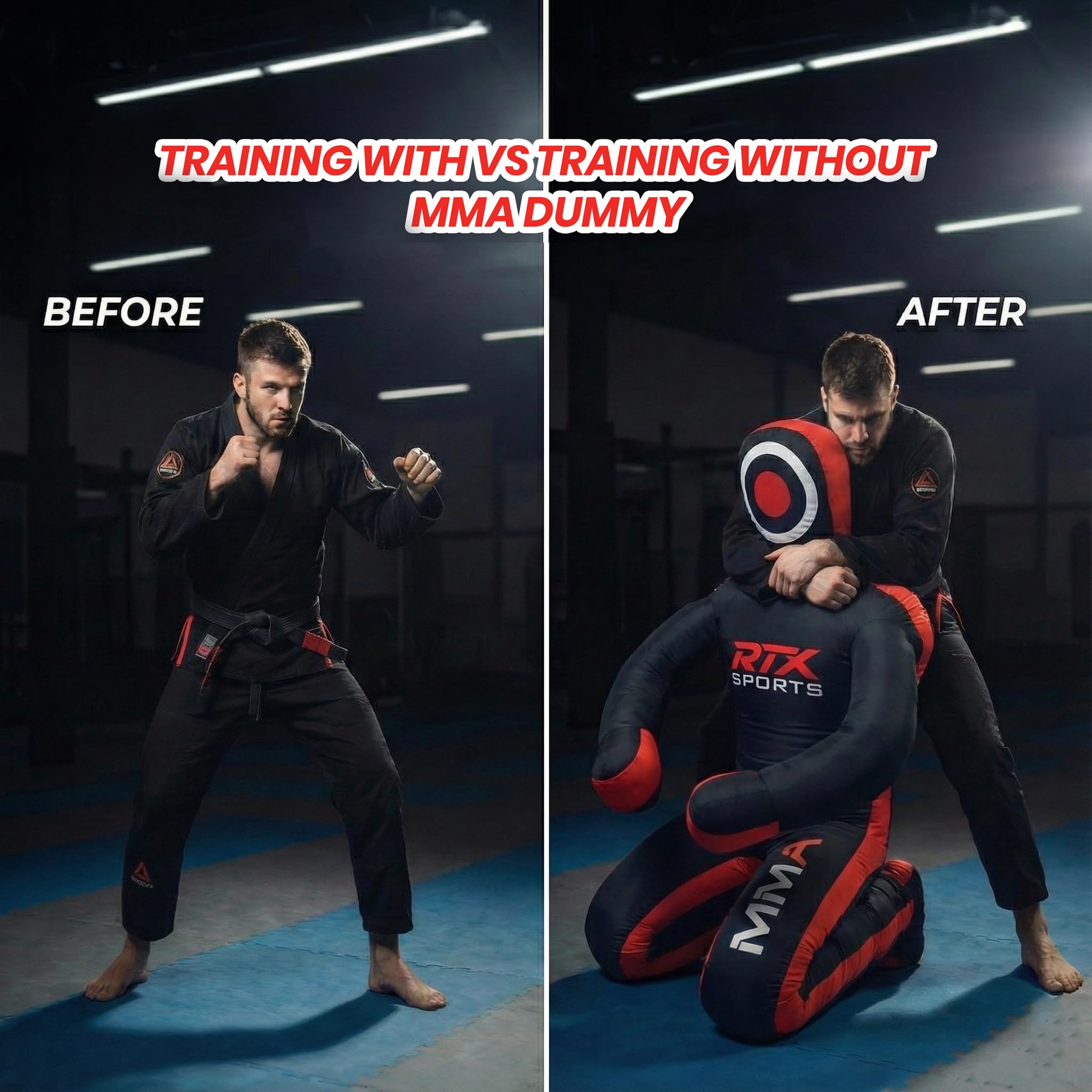 RTX MMA Judo Grappling Dummy Boxing Bag Brazilian Jiu Jitsu Sentado Posición Dummy Lucha Libre Artes Marciales Sumisión Autodefensa Entrenamiento Karate Maniquí | Lienzo - Sin relleno