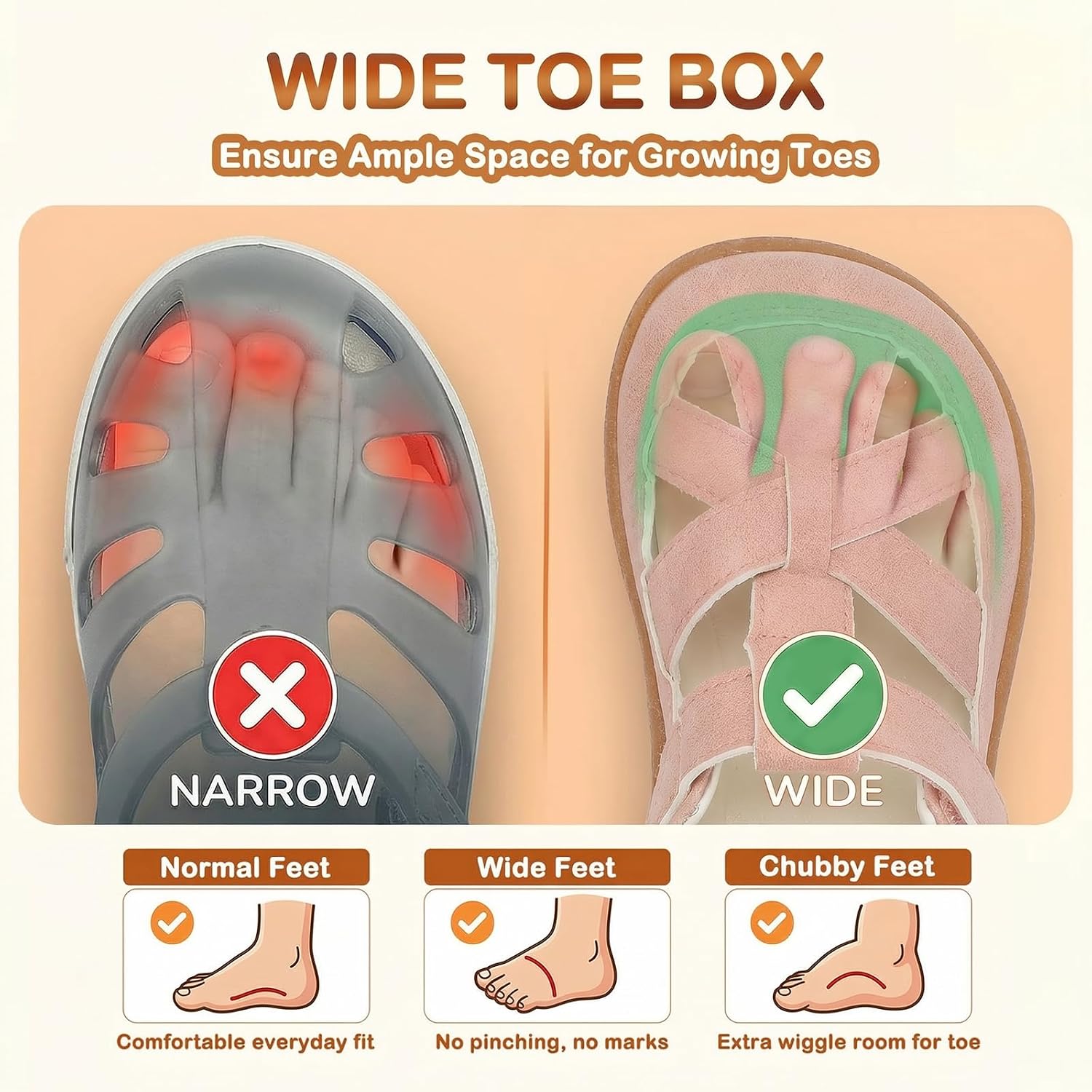 STQ Toddler Mary Jane Sandals Wide Toe Box Flower Girls Dress Shoes image 5
