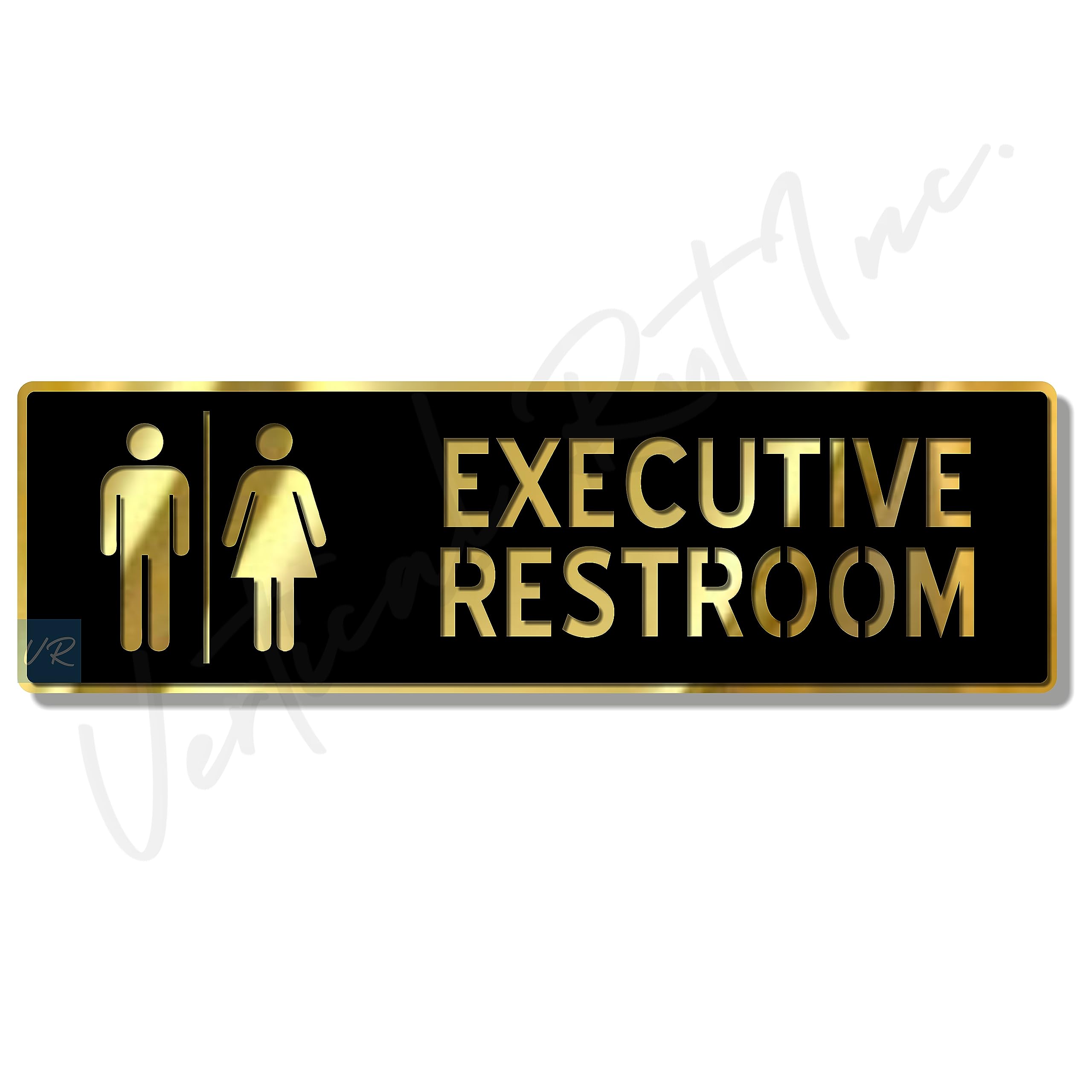 Sponsored Ad - EXECUTIVE RESTROOM Unisex Sign/Sticker Premium Black Mirror Gold Acrylic Signage. Durable & modern design.Self-Adhesive Tape(3M).Ideal for Office & Commercial space
