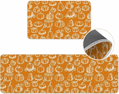 Miniatura 10 de Juego de 2 tapetes de cocina de Merry Chirstmas, bonitos tapetes de Navidad, muñeco de nieve, copo de nieve, gris nieve, tapete con parte trasera de