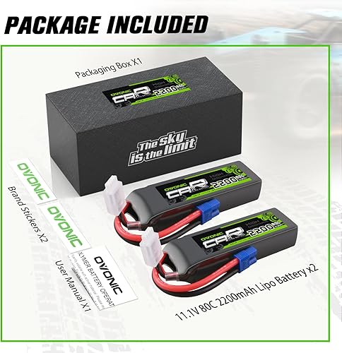 Miniatura 6 de OVONIC Batería Lipo de 11.1 V 3S 80C 2200mAh Lipo con conector EC3 para camiones RC Car Trucks 18 110 RC Vehículos (2 paquetes)