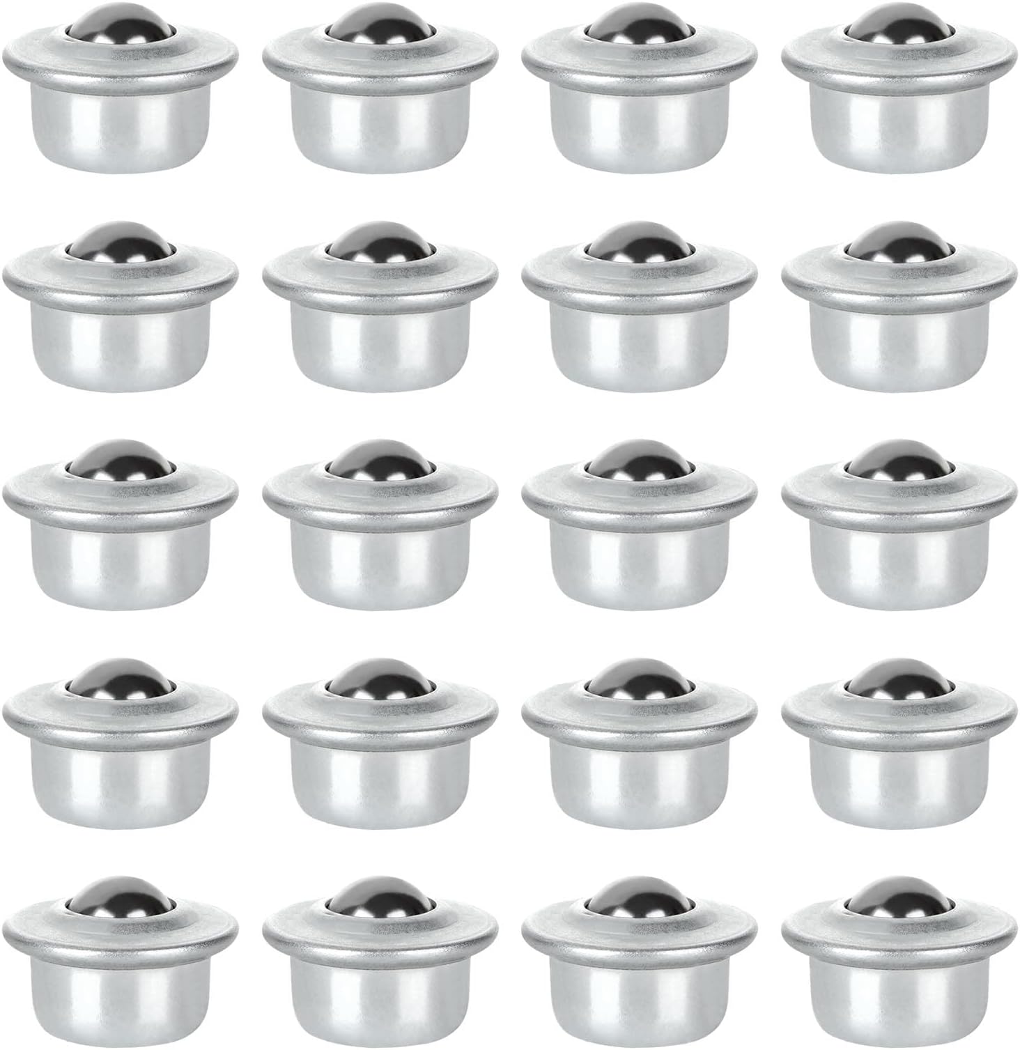 CertBuy 20 PCS 5/8" Roller Ball Transfer Bearing, CY-15H Carbon Steel Ball Transfer Bearing Casters, Ball Bearing Rollers, Universal Base Roller Ball for Conveyor, Roller Stand, Load Capacity 44lbs