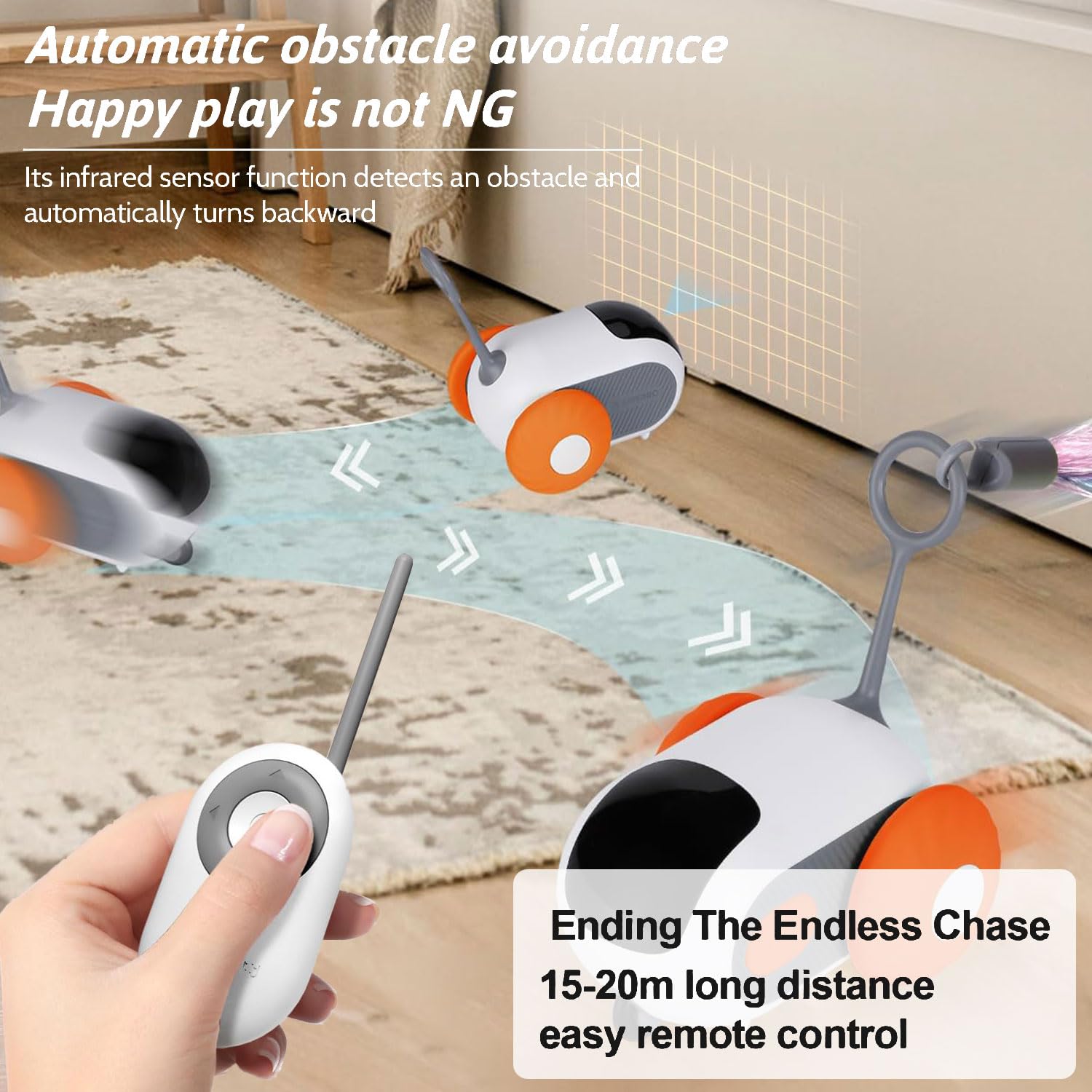 Topo Elettrico Giocattolo Per Gatti Con Telecomando - Gioco Interattivo Con Luci E Sensori Antiostacolo - Foto 5