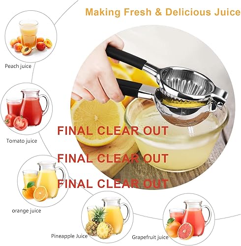 Miniatura 5 de Exprimidor de limón de acero inoxidable con cuenco exprimidor de metal sólido resistente de alta calidad (negro)