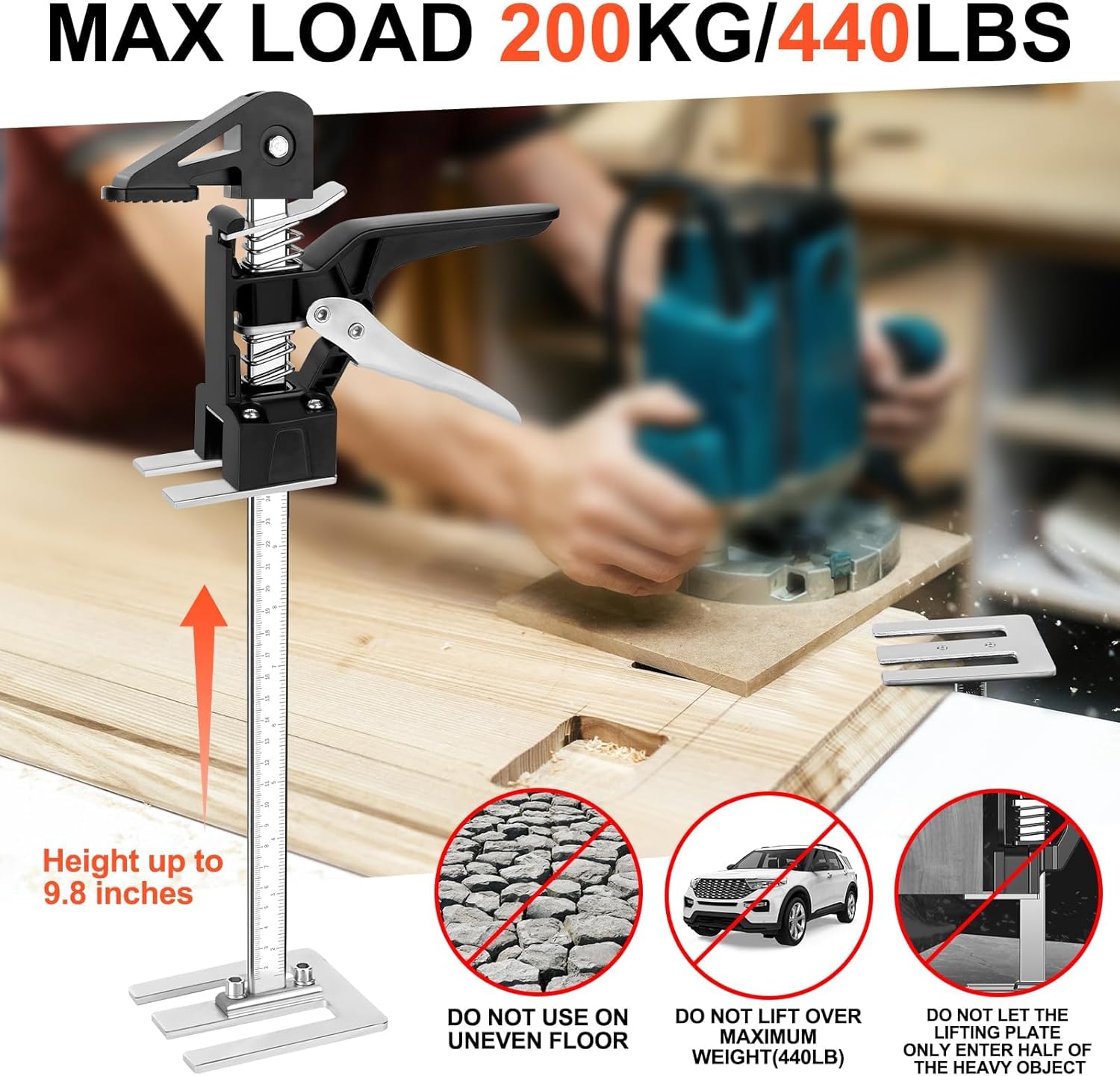 NAVONA Labor Saving Arm Lift 2 Pack, 15.5 Inch Multi-Function Height Adjustment Lifting Device, 440LBS Furniture Lifter for Installing Cabinets, Windows, Doors, Furniture