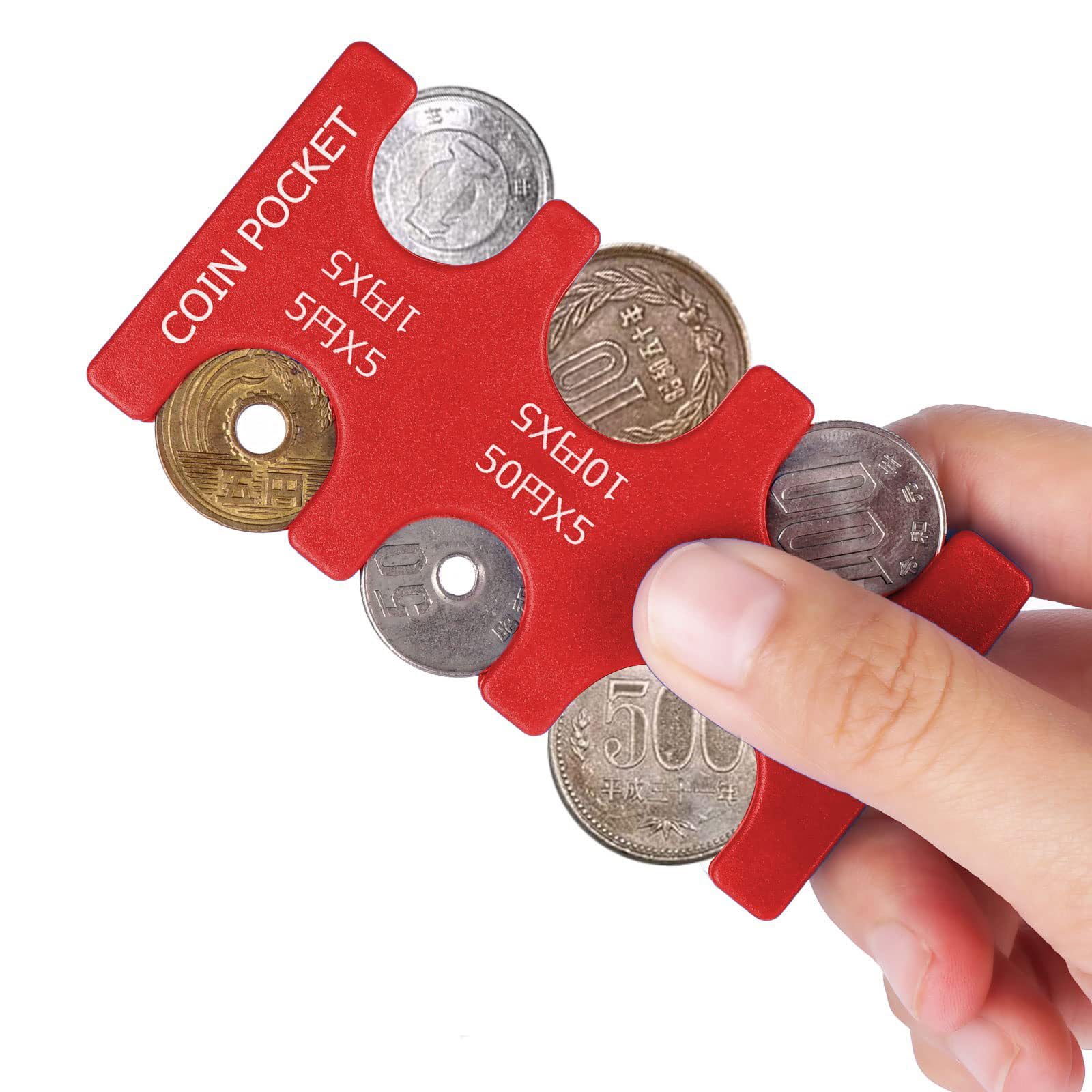Amazon.com: kekafu 日圓硬幣架硬殼收納盒和收納硬幣盒矩形JPY 硬幣收納器和分配器塑膠硬幣分類器錢包附8 個插槽, 紅色: 玩具和遊戲