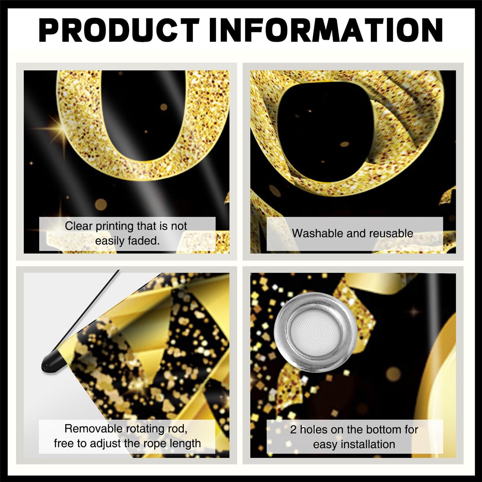 Graduation Decorations Class Of 2026 Banner Black And Gold Backdrop Banner - Image 3