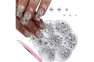 Fcozpjk Half Round Silver Beads for Nail Art