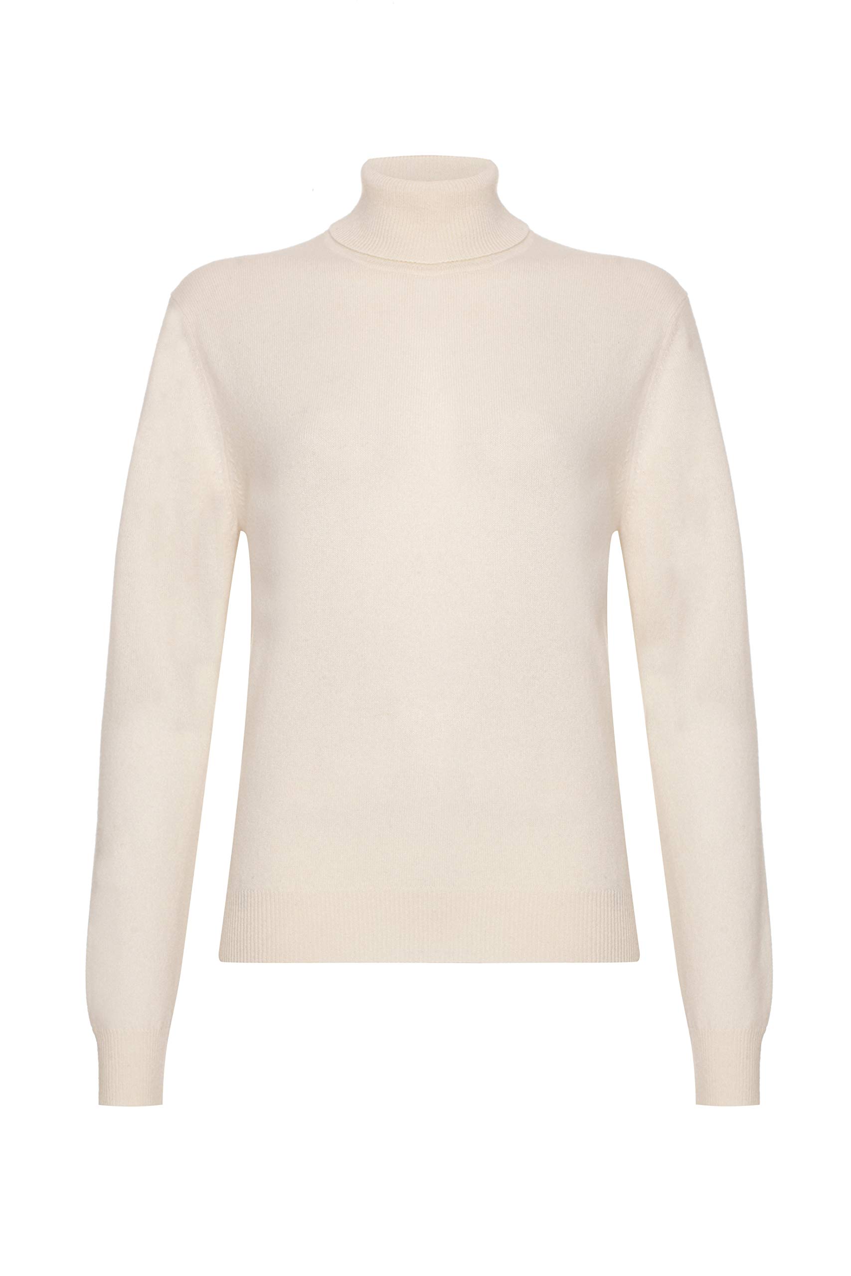 Lona Scott Ladies Cashmere Polo Neck Jumper, White, 38