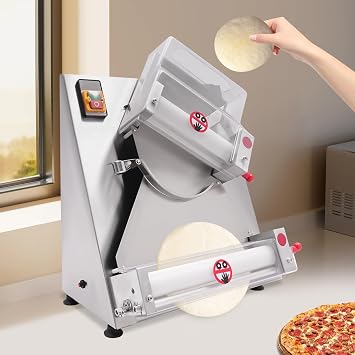 110V Pizza Dough Roller Sheeter, 4-12 Inch Electric Pizza Dough Roller, 360W Stainless Steel Commercial Dough Sheeter for Pizza Bread & Pasta Maker