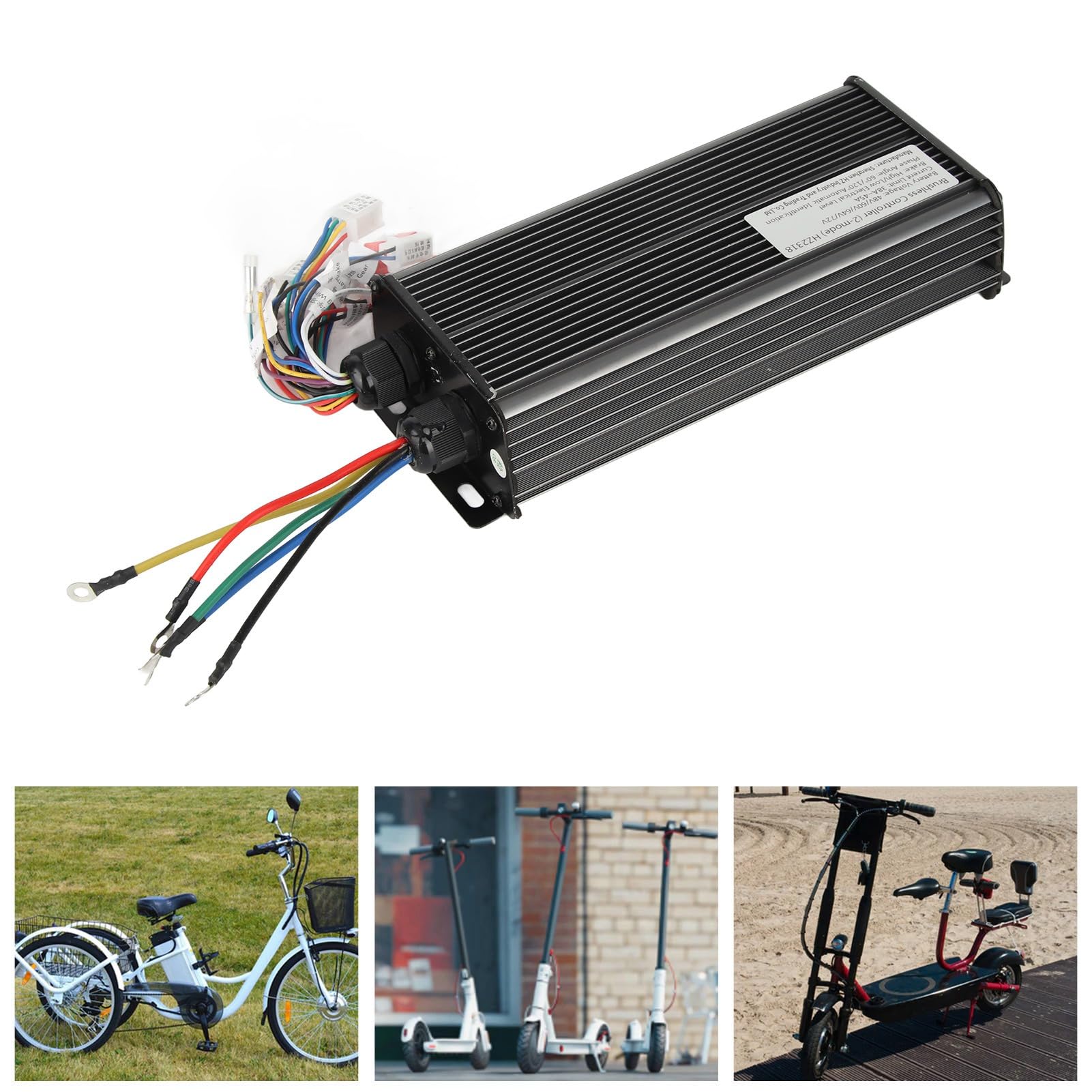 BuyWeek Contrôleur de Moteur sans Balais pour Vélo Électrique, 48V 60V 64V 72V 2000W Contrôleur sans Balai de Vélo Électrique à 18 Tubes pour E-Bike Scooter Électrique