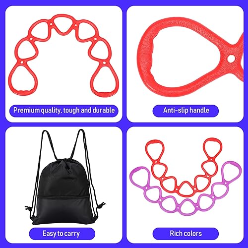 Miniatura 6 de Zomiboo 5 unidades de 7 anillos de resistencia para ejercicio, banda elástica de resistencia con bolsa de mochila con cordón, portátil, TPR