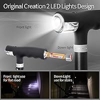 Vista 3 de BeneCane Bastón cuádruple con dos luces LED con base grande y mango en T ligero y ajustable, cuatro puntas, resistente para hombres y mujeres