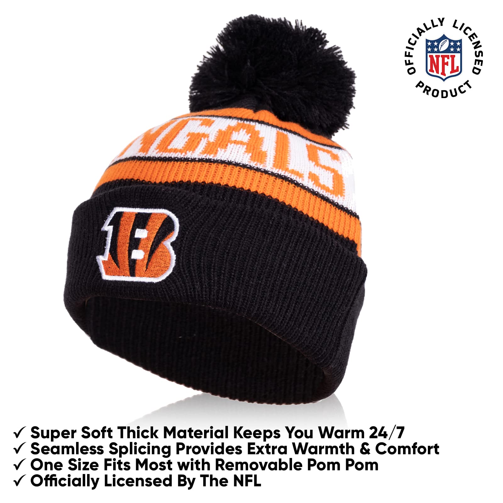 Ultra Game Kids' Standard Super Soft Winter Beanie Knit Hat with Extra Warm Touch Screen Gloves, Team Color 1, One Size
