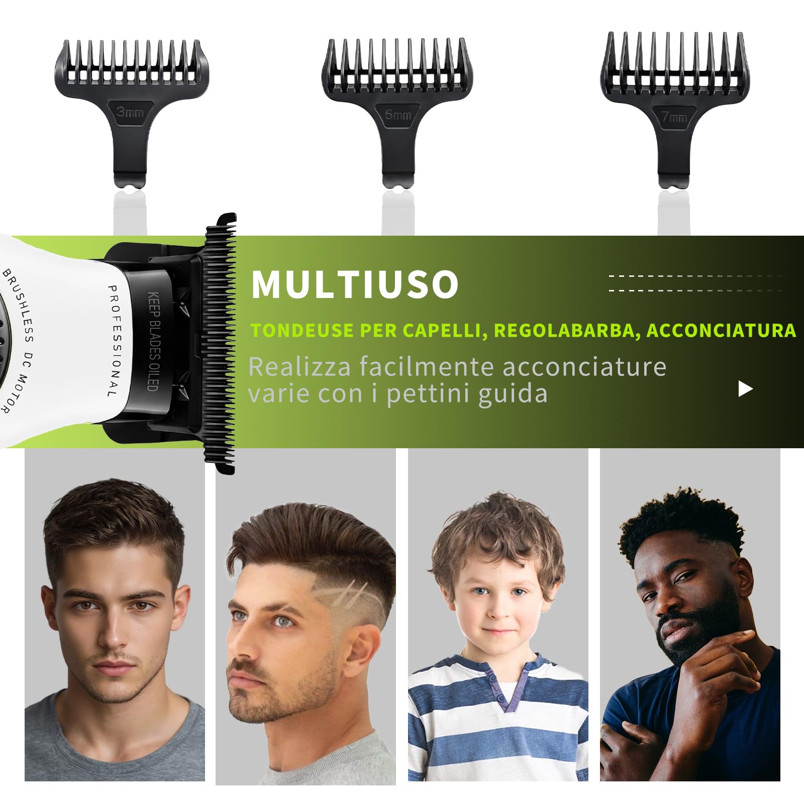 KEMEI 1595 Tagliacapelli Professionale per Uomo, Macchinetta Senza Fili