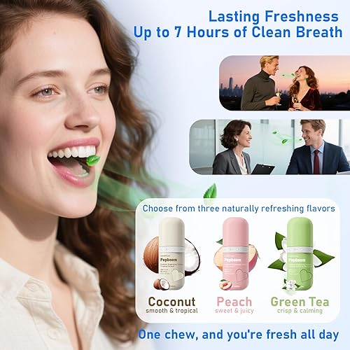 Miniatura 7 de Popboom - Pastillas de enjuague bucal probiótico de tamaño de viaje para cuidado bucal sobre la marcha, tabletas de enjuague bucal blanqueamiento