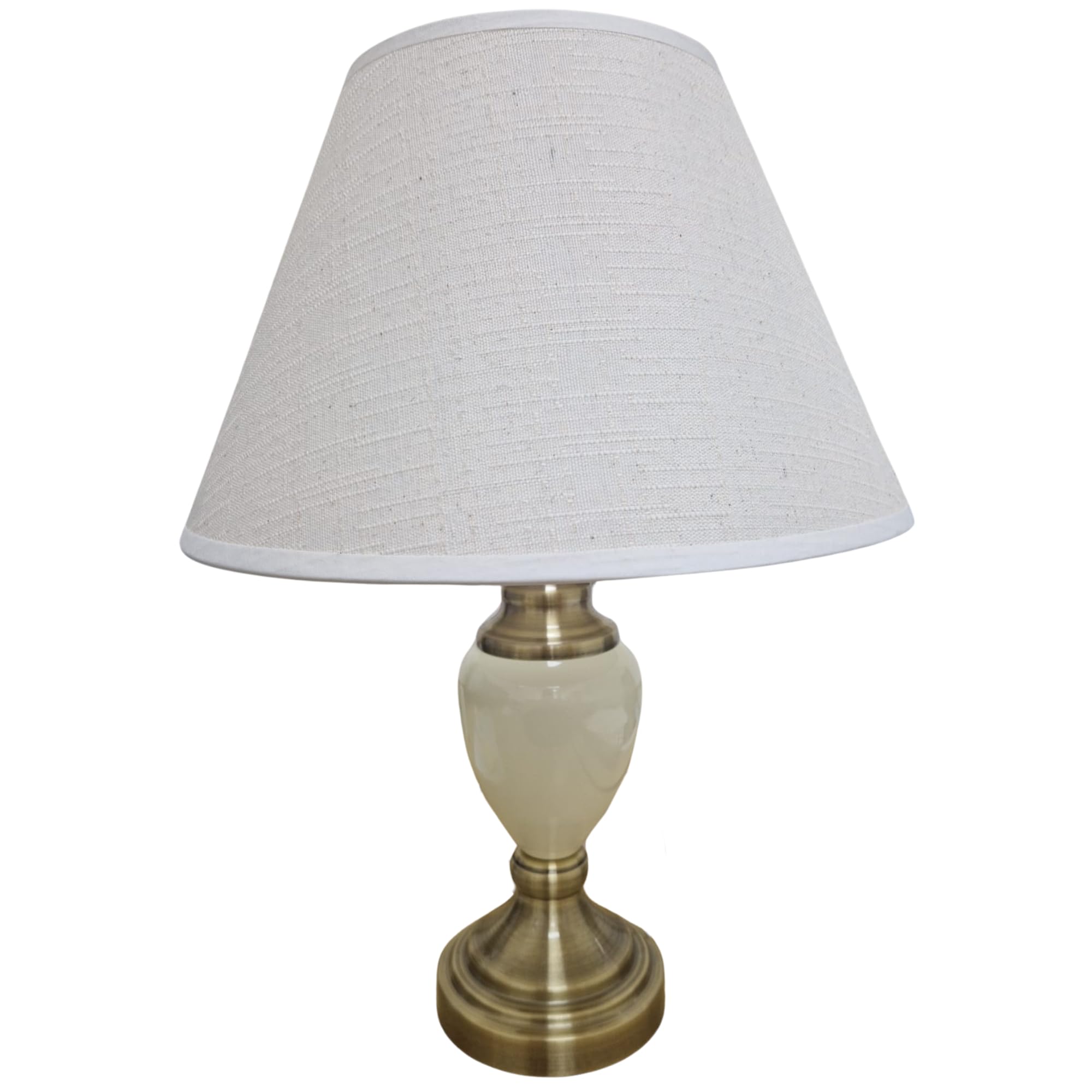 Lighting Supermarket Malham Small Classic Ceramic Table Lamp with Matching Shade - Cream & Antique Brass