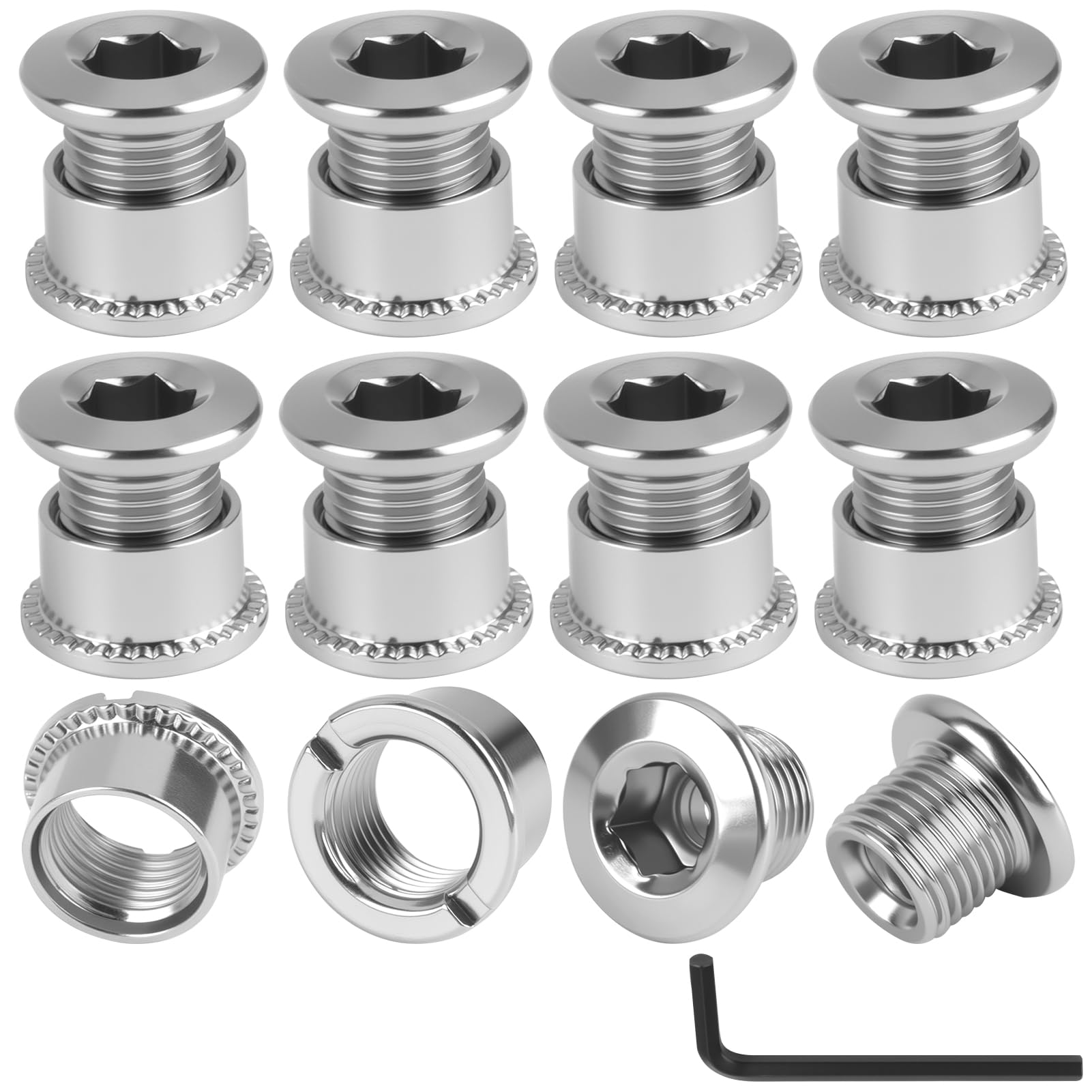 Tornillos para Platos de Cadena con Llave Allen, Individuales y Dobles para MTB Bicicletas Carretera, Piezas Repuesto Kettenblatt