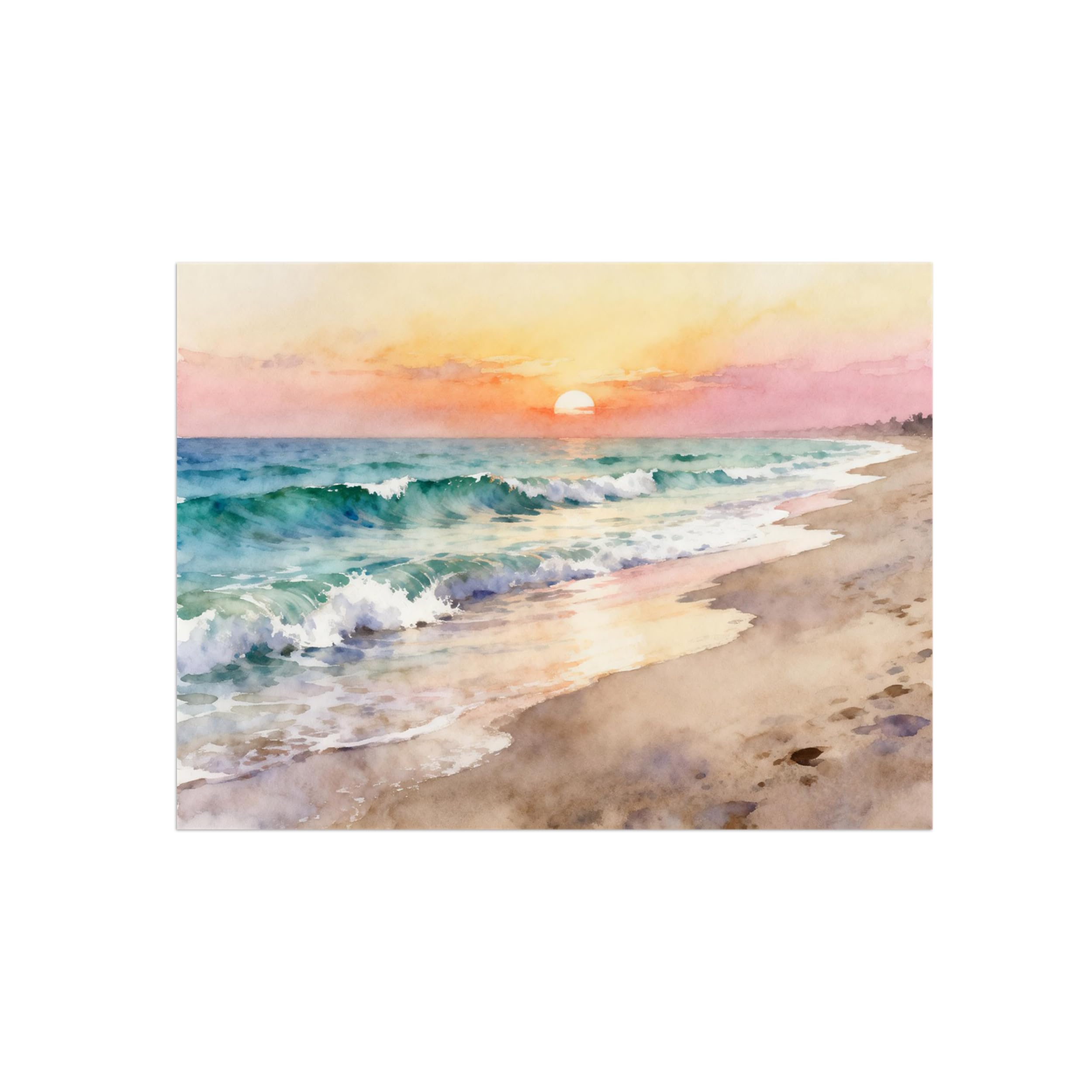 OZPWBVY Beach Wave Sunset Landscape Canvas Wall Art Print Painting 80x105cm Unframed