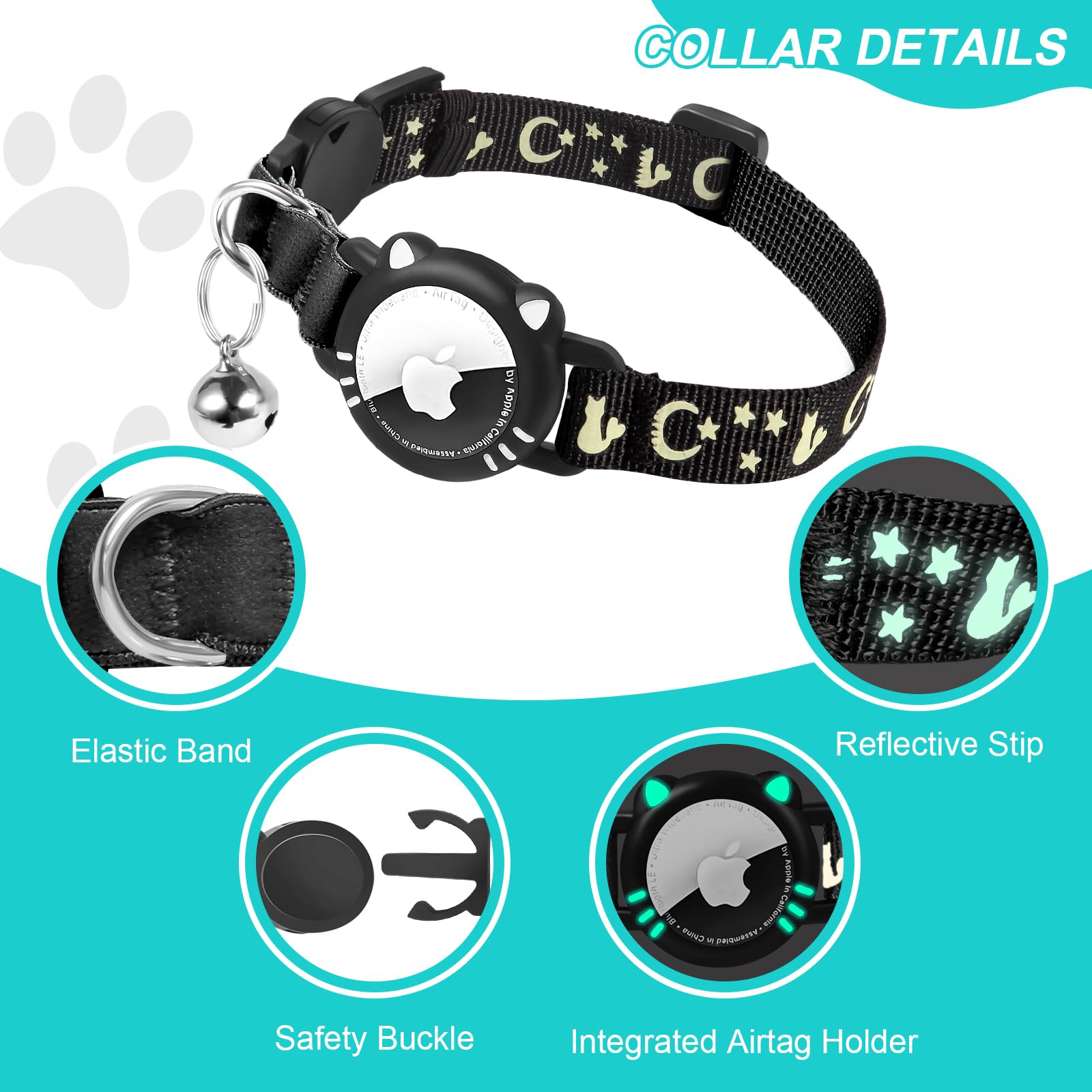 AgoumLux Airtag Katzenhalsband - Reflektierend Mit Integriertem Halter