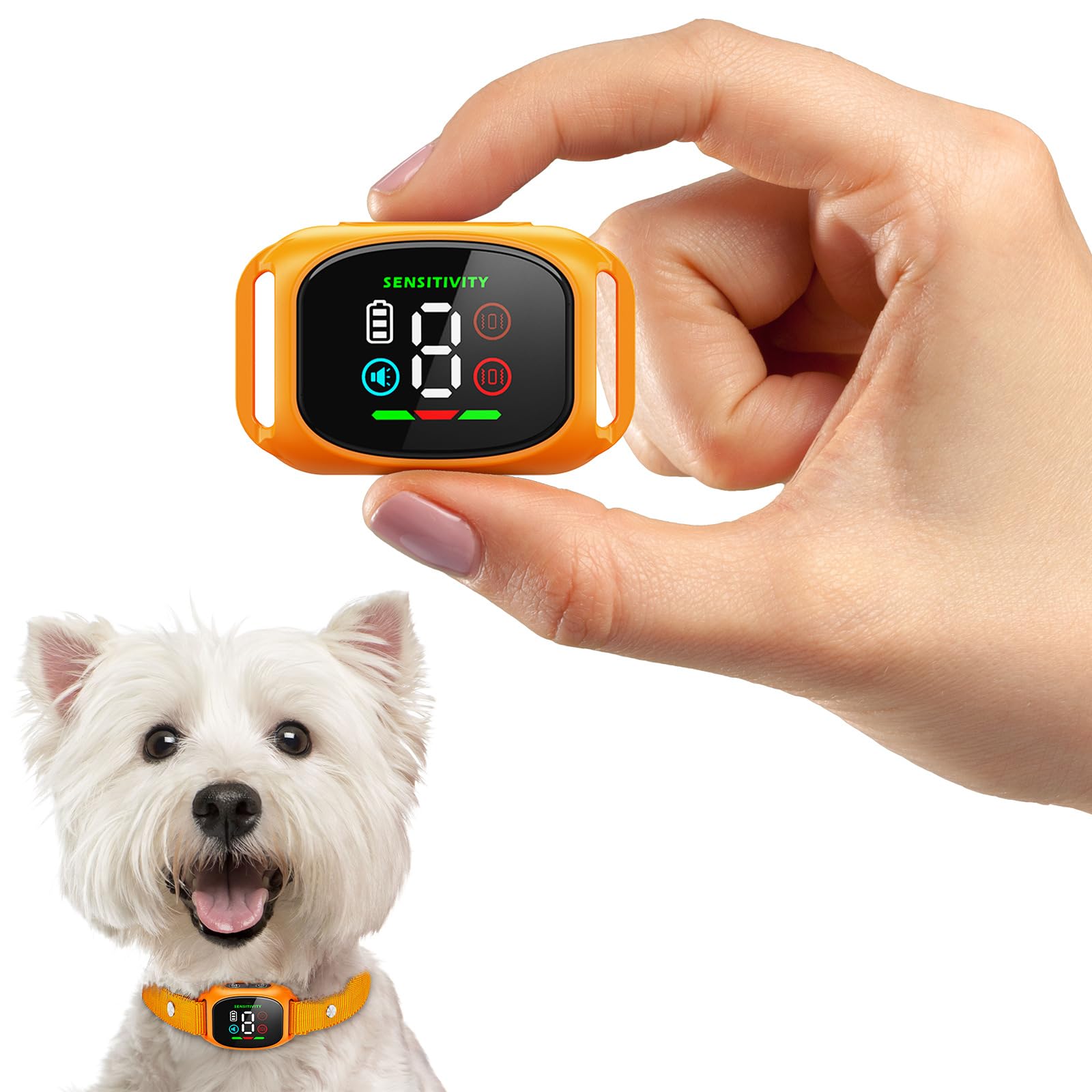 ZVD Collar Antiladridos Perros Grande Mediano Pequeño, Collar Adiestramiento para Perros 6-100lbs, 8 Niveles de Sensibilidad, 4 Modos de Sonido y Vibración, Resistente al Agua IP67 (Naranja)