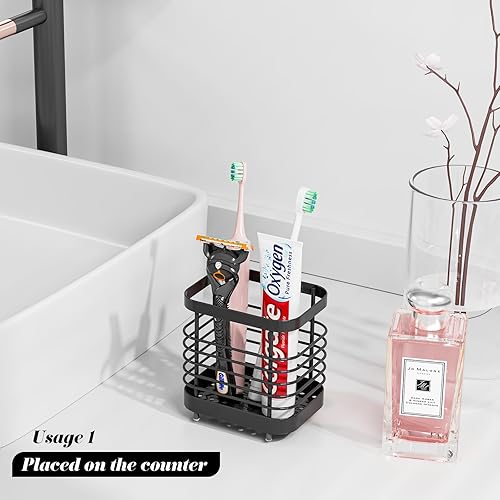 Miniatura 2 de Soporte para cepillos de dientes de acero inoxidable para baño, soporte para pasta de dientes de pared, soporte para maquinilla de afeitar,