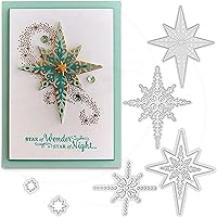 Vista 1 de Juego de 7 piezas de troqueles de metal con diseño de copo de nieve Starlight, troqueles de corte de tarjetas de copo de nieve de Navidad