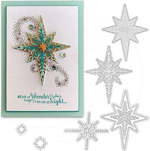 Juego de 7 piezas de troqueles de metal con diseño de copo de nieve Starlight, troqueles de corte de tarjetas de copo de nieve de Navidad,